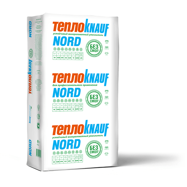 Утеплитель минеральная вата плита KNAUF НОРД TS 033 1250*600*50мм (12шт 9м2)
