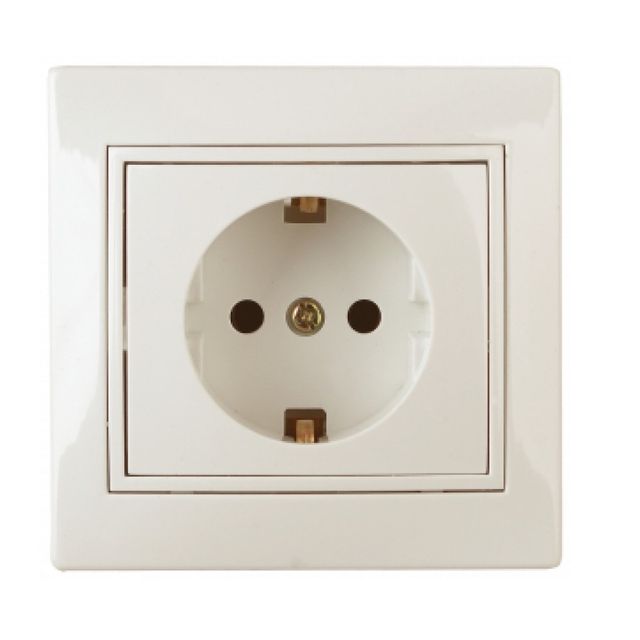 Розетка INTRO 2P+E Schuko 16А-250В IP20 СУ Plano Слоновая кость