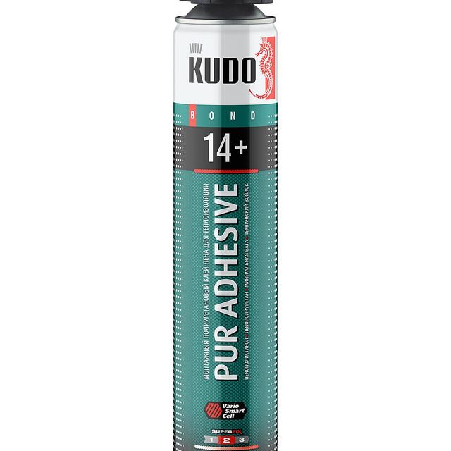 Клей-пена профессиональная всесезонная KUDO PUR ADHESIVE PROFF 14+ для теплоизоляции 1000мл
