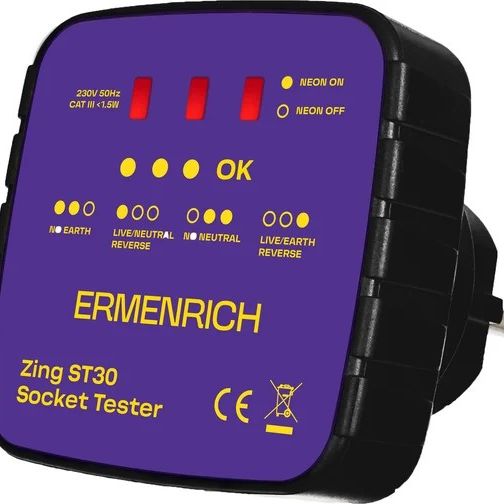 Тестер розеток Ermenrich Эрменрих Zing ST30 фиолетовый 83818