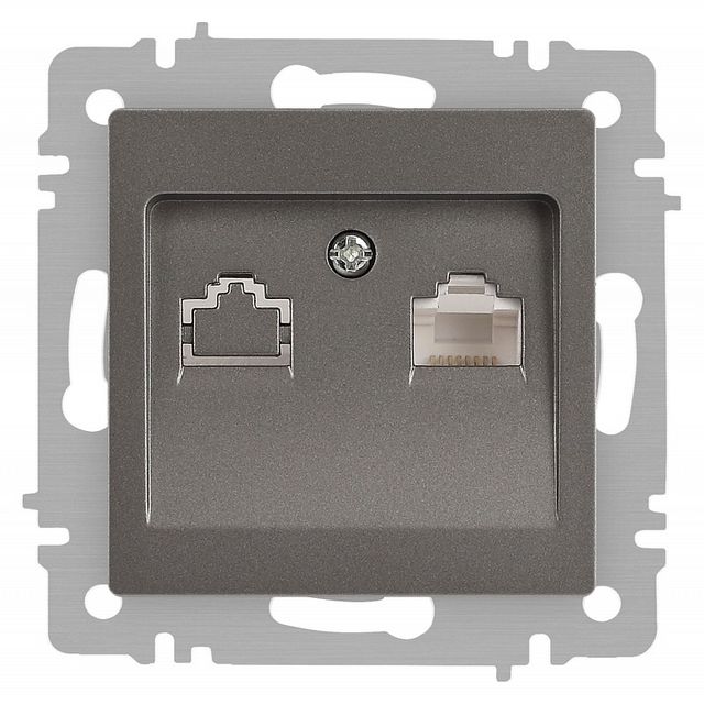 Розетка Intro Accent 6-303-09 информационная RJ45 IP20 СУ титан