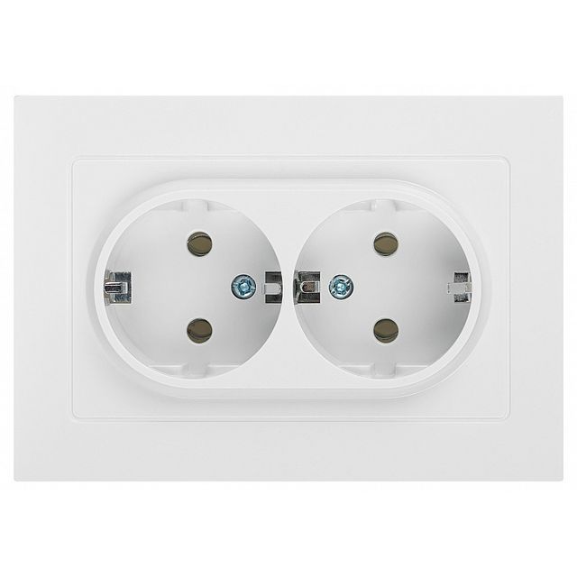 Розетка Intro Accent 6-205-01 двойная 2X2P+E Schuko 16А-250В IP20 СУ AL/CU белый