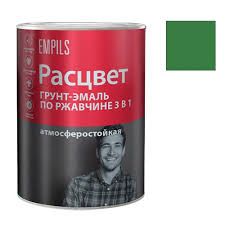 Грунт-эмаль 3в1 б/с зеленая матовая 0,9кг Расцвет