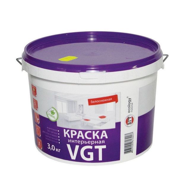 Краска ВД-АК-2180 ВГТ для потолков белоснежная 3кг
