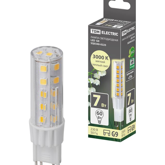 Лампа светодиодная G9-7 Вт-230 В-3000 К SMD 17,5*65,5 мм TDM