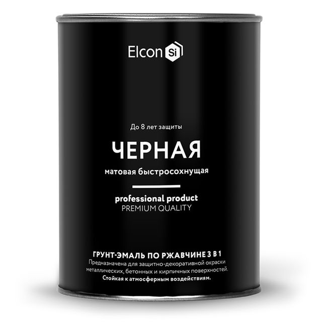 Грунт-эмаль по ржавчине 3в1 Elcon Черный матовый 0,8кг