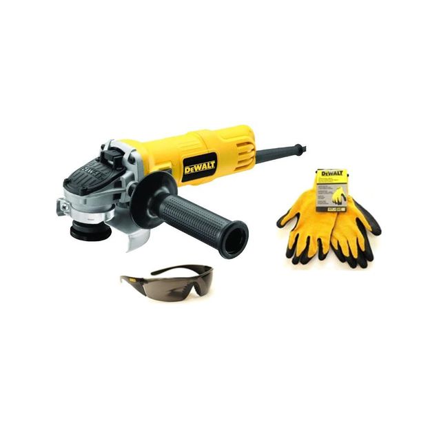 Набор УШМ 125мм 800Вт DWE4051G-KS + очки и перчатки DEWALT
