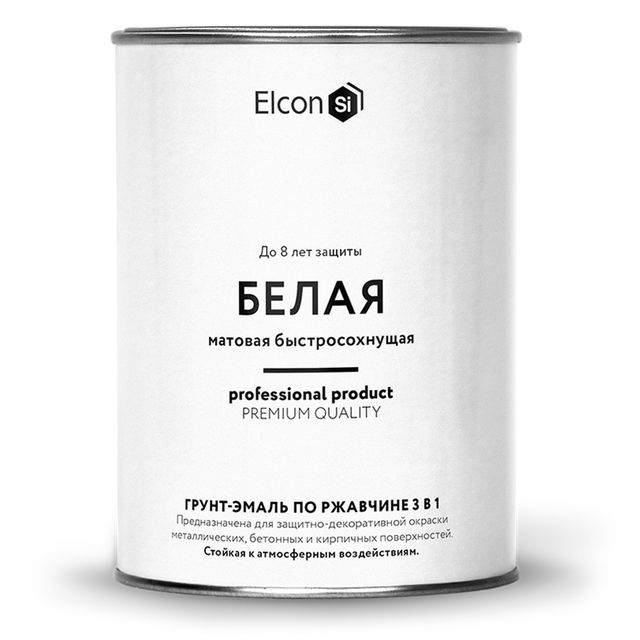 Грунт-эмаль по ржавчине 3в1 Elcon Белый матовый 0,8кг