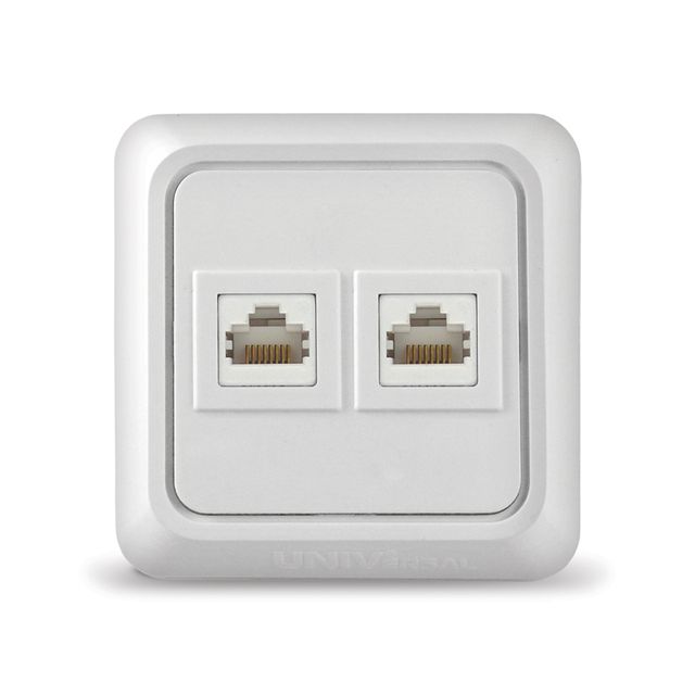Розетка компьютерная 2-местная UNIVersal Олимп о/у 1А RJ45 Белый