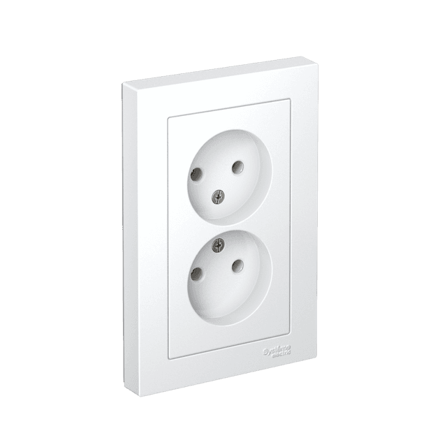 Розетка двойная без заземления Atlas Design, 16А, в сборе, белый, Systeme Electric