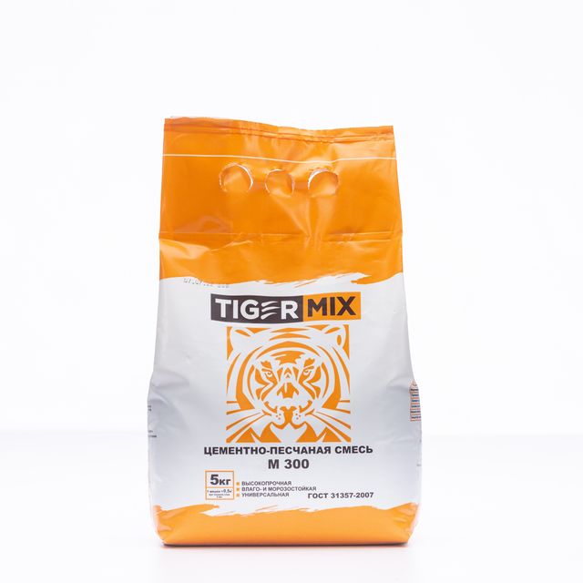 Смесь М-300 цементно песчаная Тайгер Микс Tiger mix 5кг (3шт\упак)