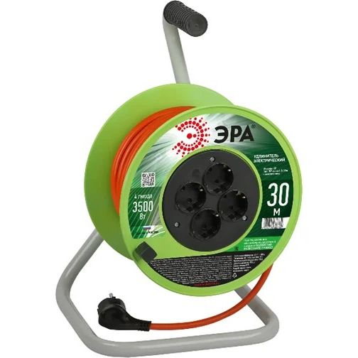 Удлинитель силовой на катушке 30м ЭРА RP-4-2*1,0-30m б/з 4гн ПВС 2*1,0