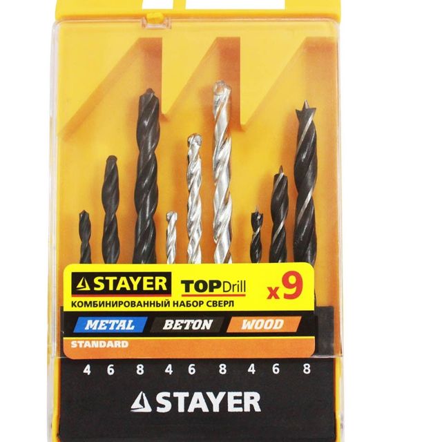 Набор сверл комбинированных 4-6-8мм (9шт) Stayer