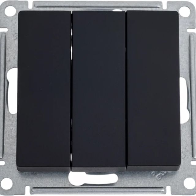 Выключатель 3-клавишный Atlas Design, сх.1+1+1, 10АХ, механизм, карбон, Systeme Electric
