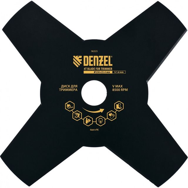 Диск для триммера 230*25,4*1,6мм 4 лезвия Denzel