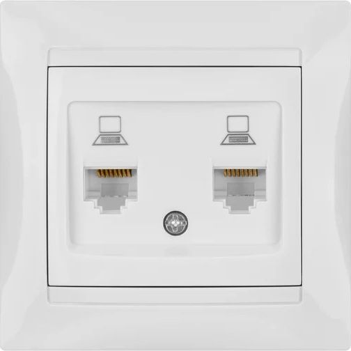 Розетка компьютерная двойная RJ45 белая Лама TDM