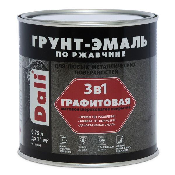 Грунт-эмаль по ржавчине 0,75л Dali зеленый графит