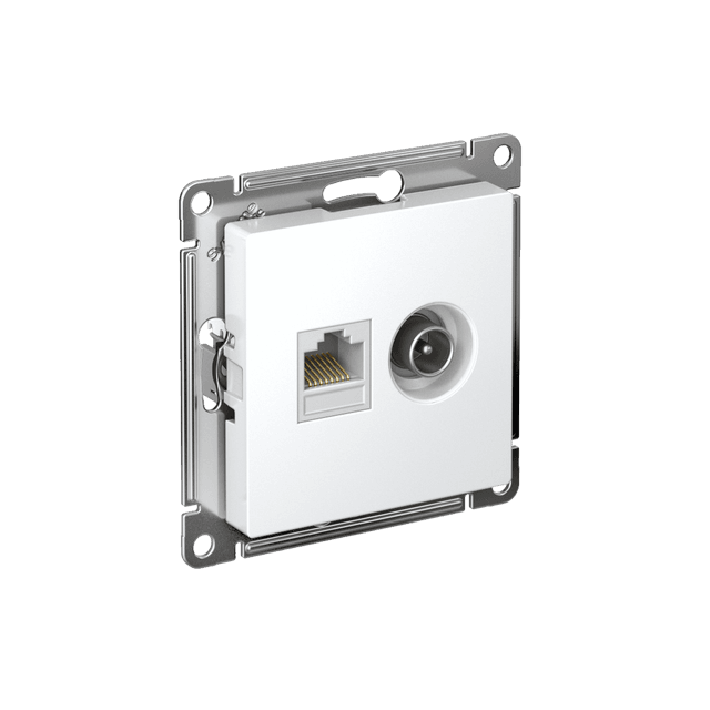 Розетка двойная Atlas Design ТВ + компьютерная RJ45 кат. 5e, механизм, БЕЛЫЙ Systeme Electric