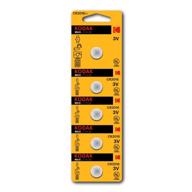 Батарейки Kodak CR2016-5BL MAX Lithium