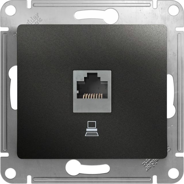 Розетка компьютерная RJ45 кат.5е Glossa антрацит