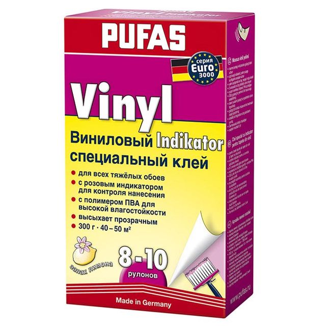 Клей обойный Pufas 0512 Euro 3000 Винил 300гр Розовый индикатор