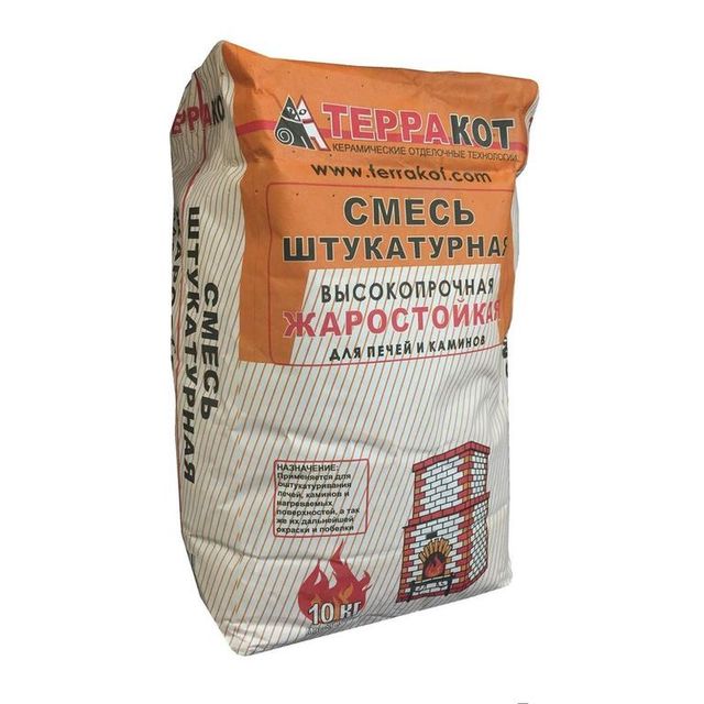 Смесь штукатурная глино-шамотная жаростойкая Терракот 10кг