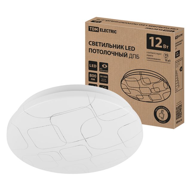 Светильник LED потолочный ДПБ 03, 12 Вт, 4000 К, Геометрия, TDM