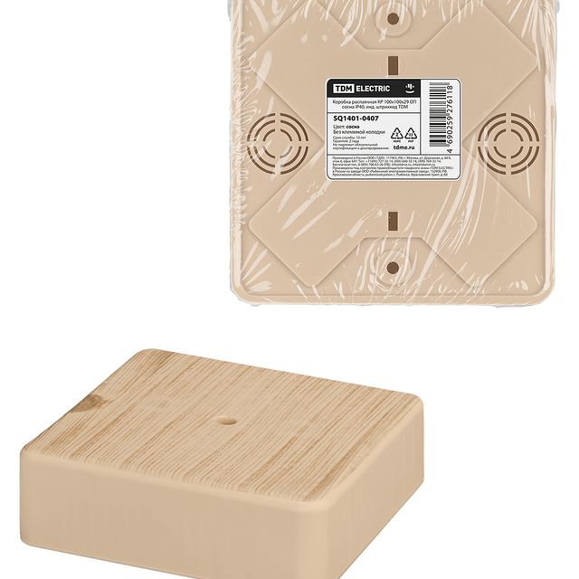 Коробка распаячная КР 100х100х29 ОП сосна IP40 TDM