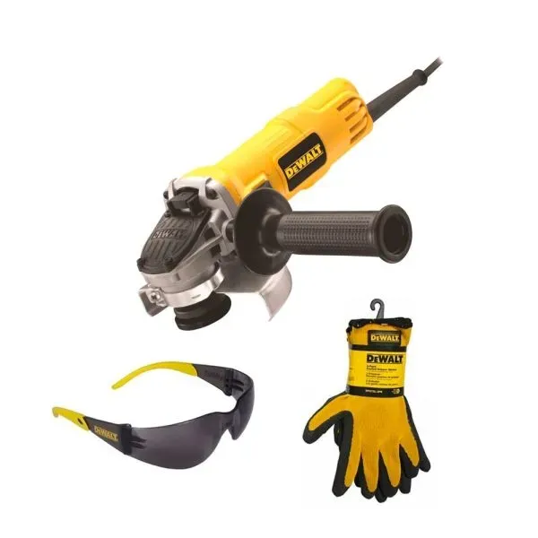 Набор УШМ 125мм 800Вт DWE4051G-KS + очки и перчатки DEWALT