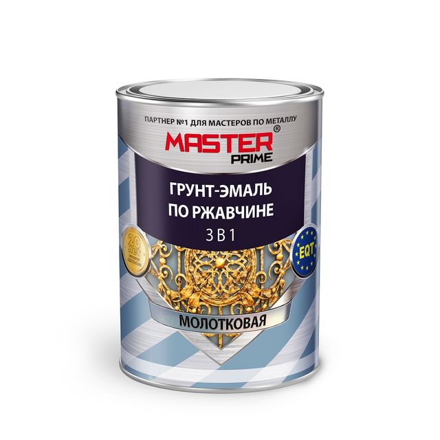 Грунт-эмаль 3в1 MASTER PRIME молотковая черный 0,9л