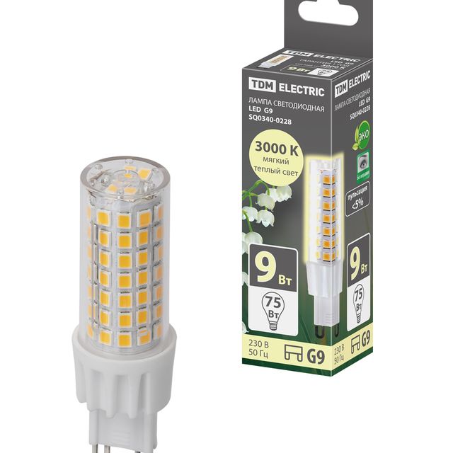 Лампа светодиодная G9-9 Вт-230 В-6500 К SMD 21,5*70,5 мм TDM