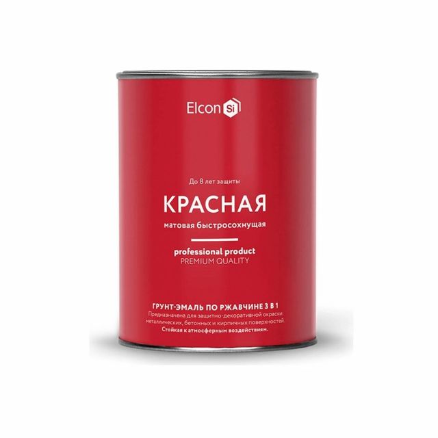 Грунт-эмаль по ржавчине 3в1 Elcon Красный матовый 0,8кг
