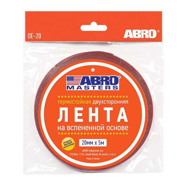 Лента двухсторонняя термостойкая ABRO 30мм*5м Белая
