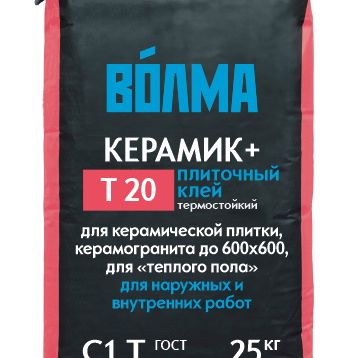 Клей для керамической плитки и керамогранита влагостойкий ВОЛМА Керамик+ 25кг (56шт/уп) НА РАЗВЕС