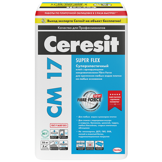 Клей плиточный Церезит ceresit СМ17 25кг (48/упак.)