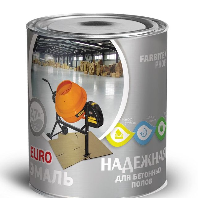 Эмаль для бетонных полов Серая 2,7кг Farbitex Профи