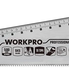 Ножовка по дереву 500мм SK5 11TPI линейка WP215011 WORKPRO