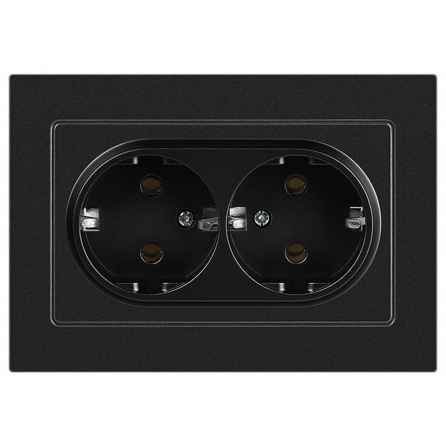 Розетка Intro Accent 6-205-05 двойная с заземлением 2X2P+E Schuko 16А-250В IP20 СУ AL/CU антрацит