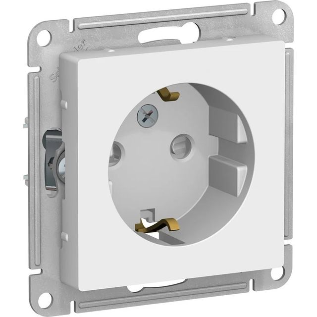 Розетка с заземлением защитными шторками Atlas Design, 16А, механизм, белый, Systeme Electric