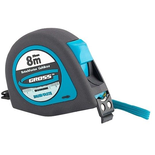 Рулетка Ergonomisch 8м*25мм магнитный обрезиненный зацеп Gross