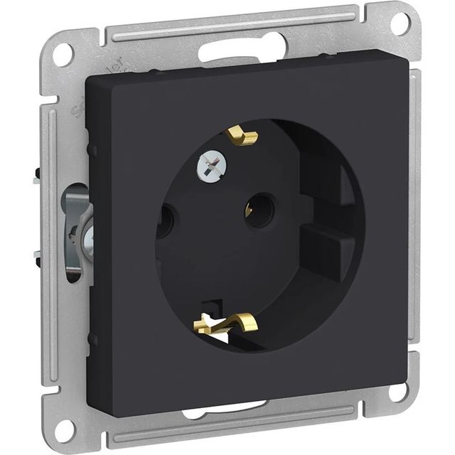 Розетка с заземлением Atlas Design, 16А, механизм, карбон, Systeme Electric