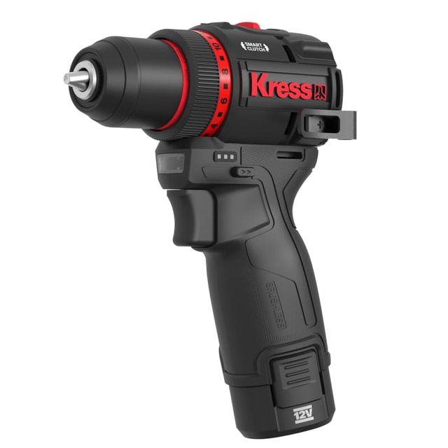 Дрель-шуруповерт аккумуляторная бесщеточная KRESS KH177, 12В, 50Нм, 2.0Ач х2, ЗУ 1,5А, кейс