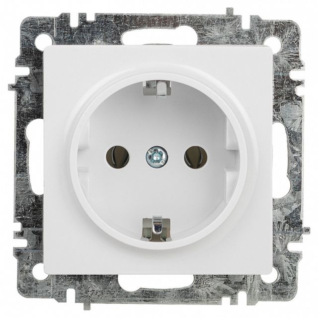 Розетка Intro Accent 6-202-01 с заземлением 2P+E Schuko 16А-250В IP20 СУ AL/CU белый