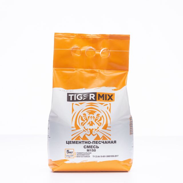 Смесь М-150 цементно песчаная Тайгер Микс Tiger mix 5кг (3шт\упак)