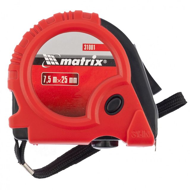 Рулетка Rubber 7,5м*25мм обрезиненный корпус Matrix