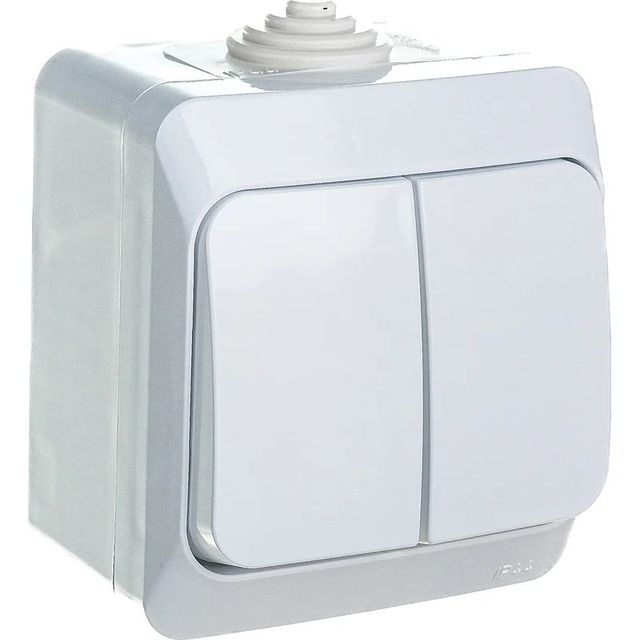 Выключатель 2-клавишный 10А IP44 белый ЭТЮД BA10-042b
