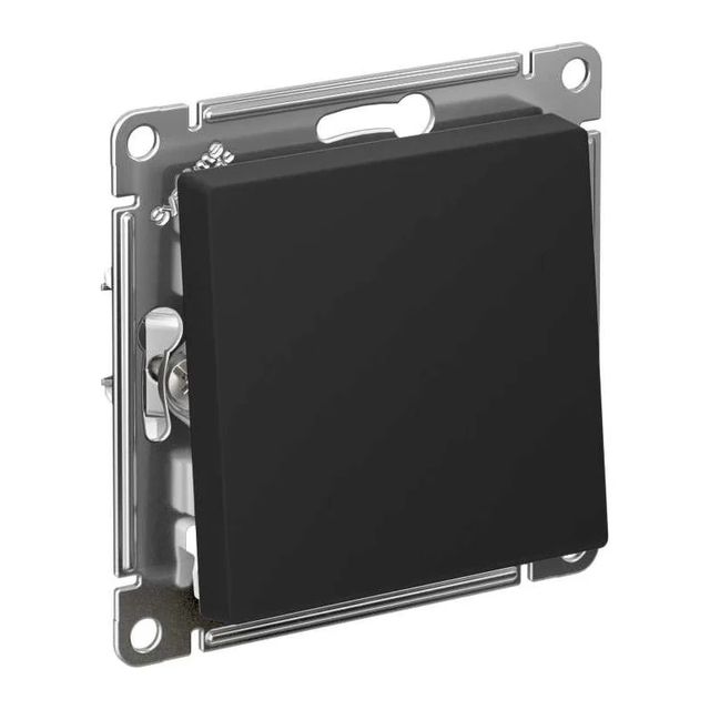 Кнопка нажимная Atlas Design, сх.1, 10АХ, механизм, карбон, Systeme Electric