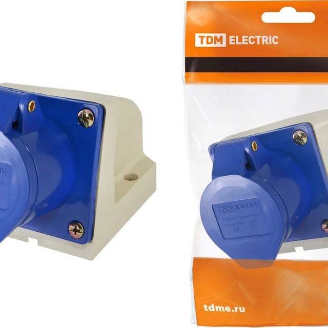 Розетка 123 стационарная 2Р+РЕ 32А 220В IP44 TDM