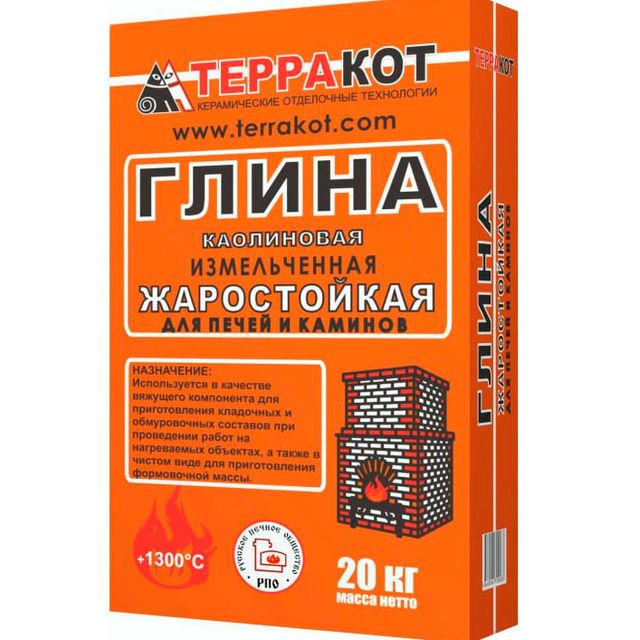 Глина печная жаростойкая каолиновая Терракот 20кг
