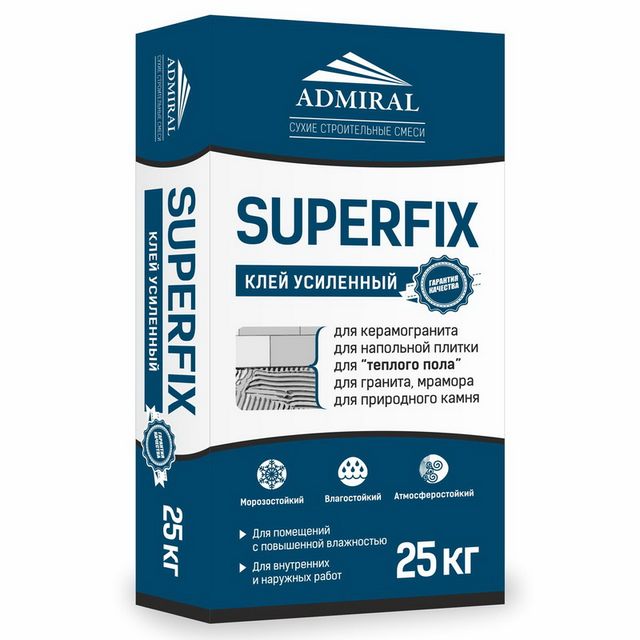 Клей плиточный усиленный Superfix Суперфикс Адмирал 25кг синий (50шт/уп)